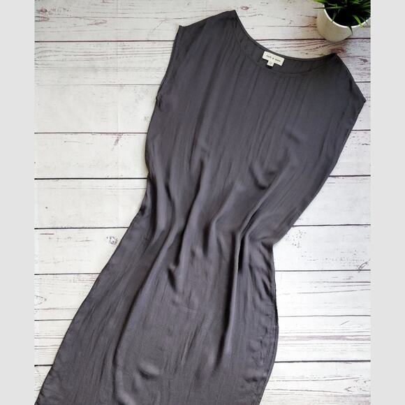 CLOTH & STONE ANTHROPOLOGIE  Grey Midi Slit Tank Sleeveless Dress S - Picture 1 of 7